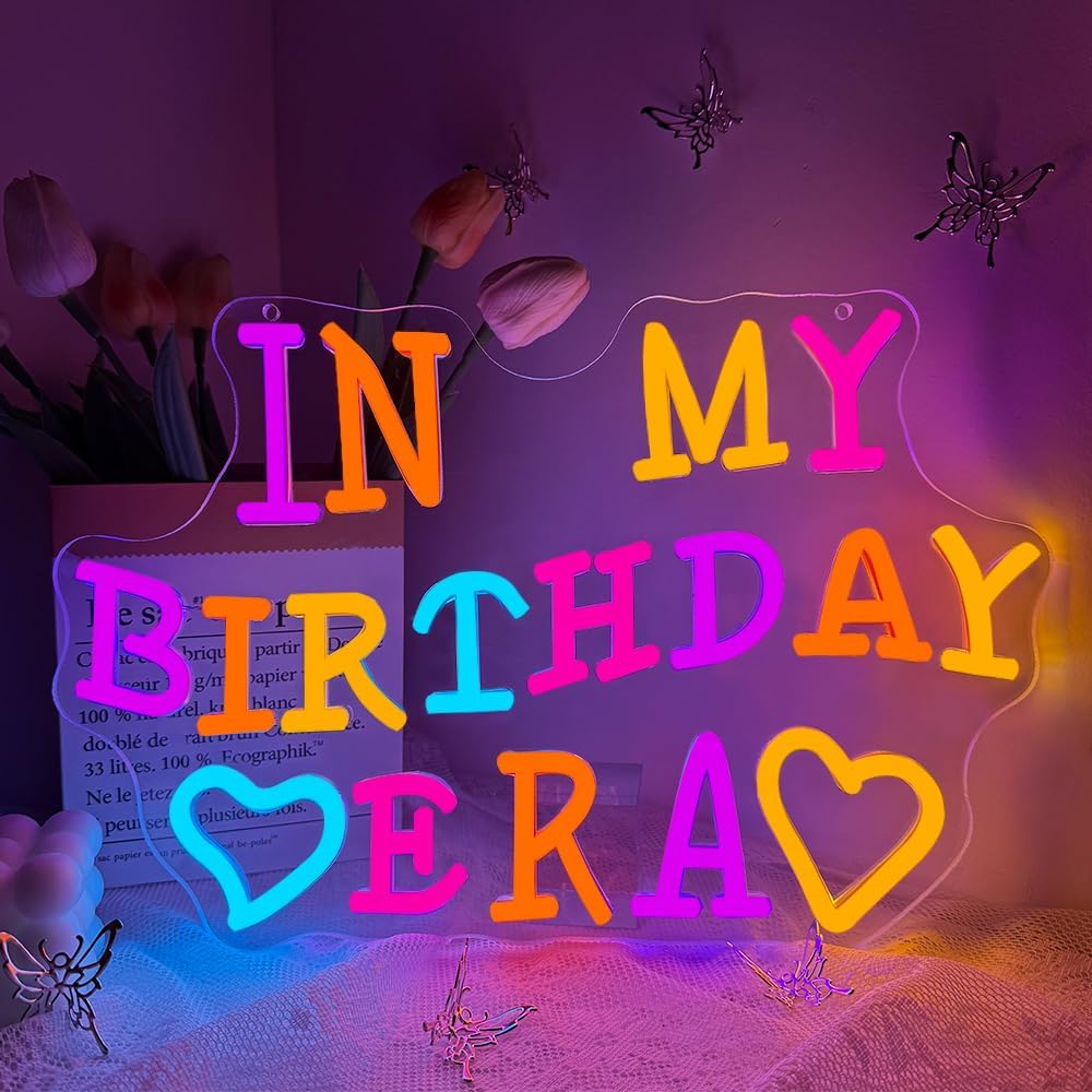 Yard Lighting Decor - Happy Birthday Neon Sign USB Powered