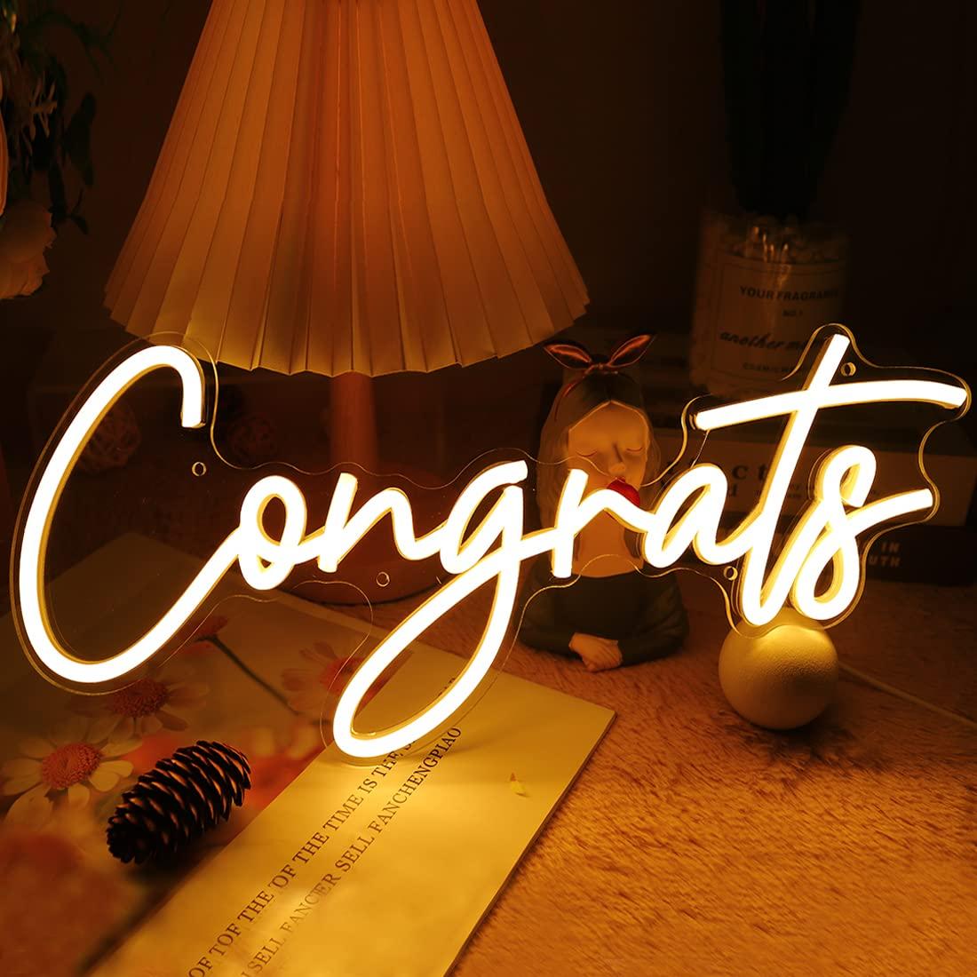 Lighting Decor Wedding - Congrats Neon Sign USB Dimmable LED