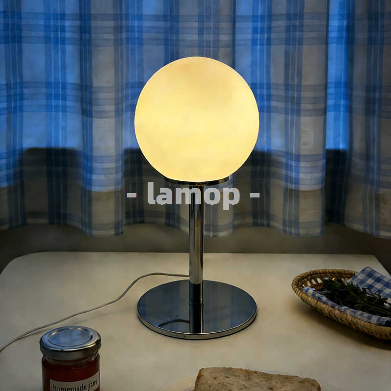 Lighting Table Decor - Milky White Solid Globe Chrome Thin