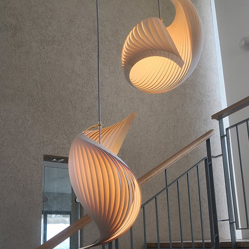 Unique Lighting Decor - Japanese Unique Wooden LED Pendant Lamps