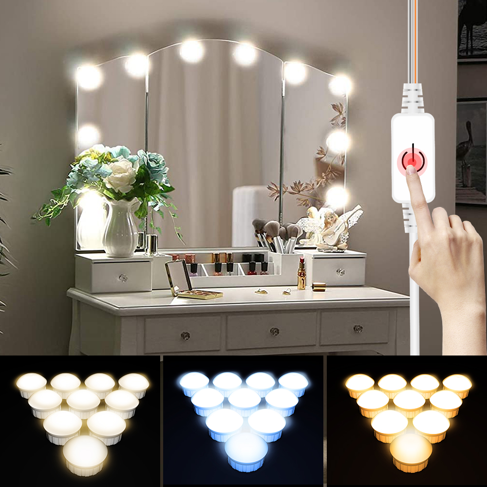 Touch Dimmer Lamp - LED Mirror Light USB Dressing Table