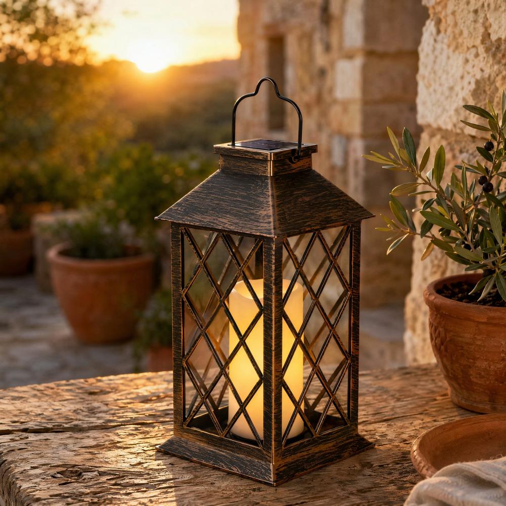 Yard Lighting Decor - Retro Solar Lantern, Outdoor Solar Candle
