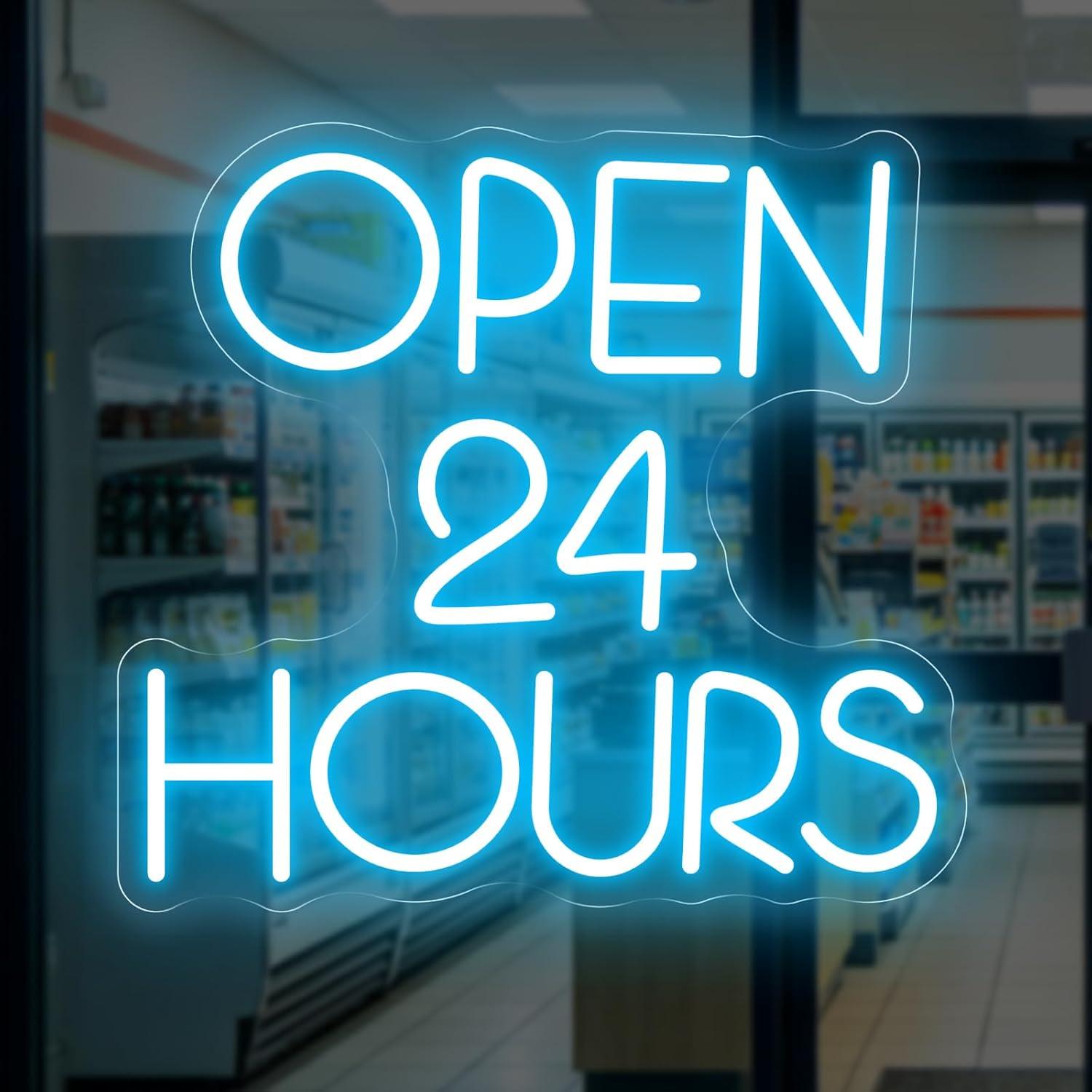 Decor Lighting Opening Hours - Open 24 Hours Neon Sign USB