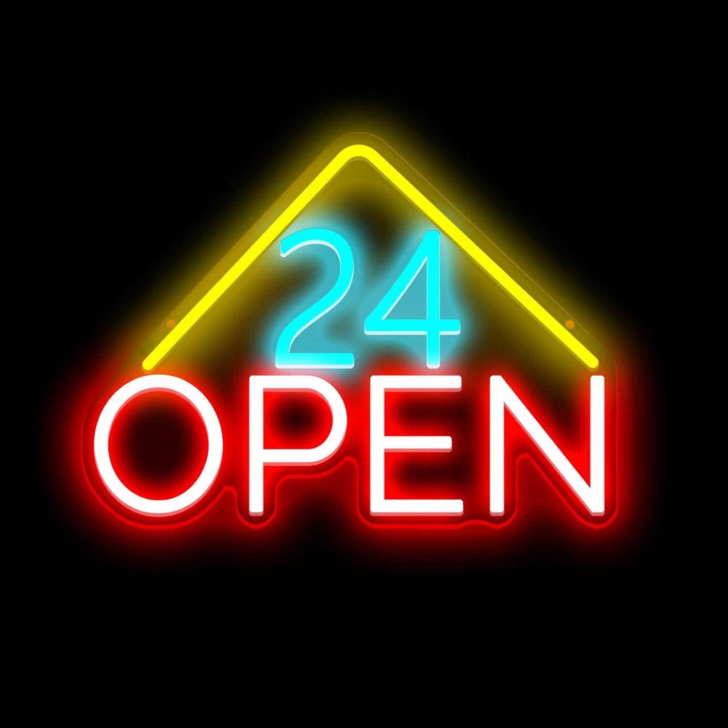 Decor Lighting Opening Hours - 24 Hours Open Neon Sign USB