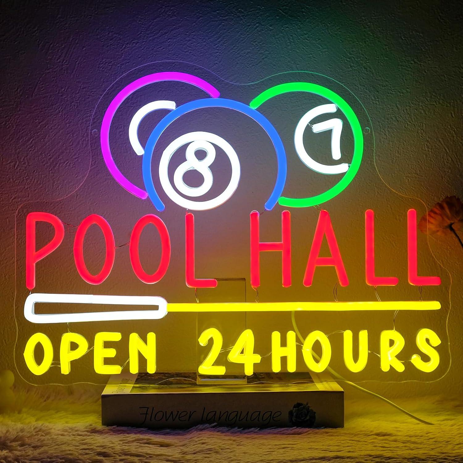 Decor Lighting Opening Hours - Pool Hall Open 24 Hours Neon