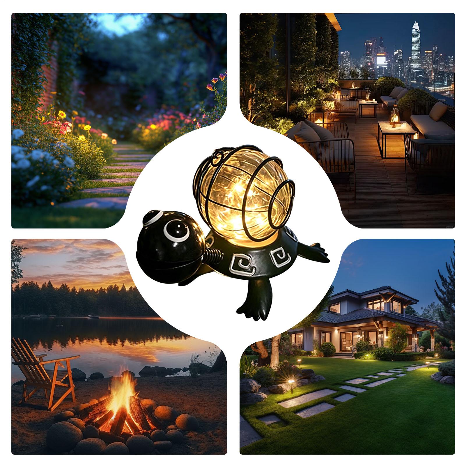 Yard Lighting Decor - Solar Turtle Garden Statue Waterproof Metal