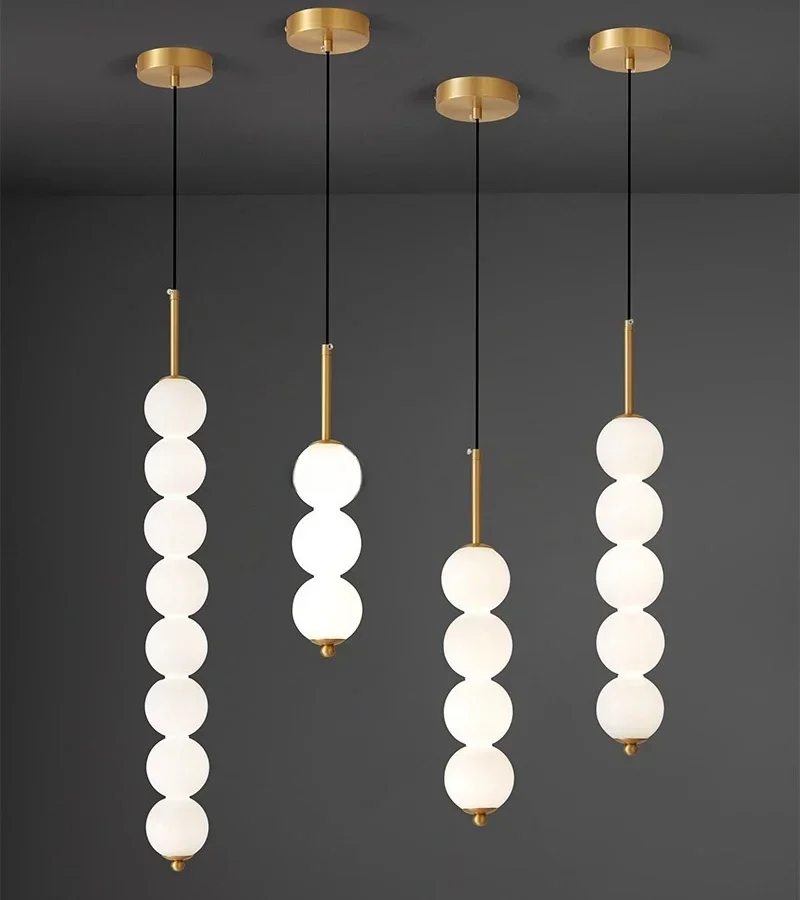 Foyer Lighting Wall Decor - Modern Minimalist White Glass LED Chandelier