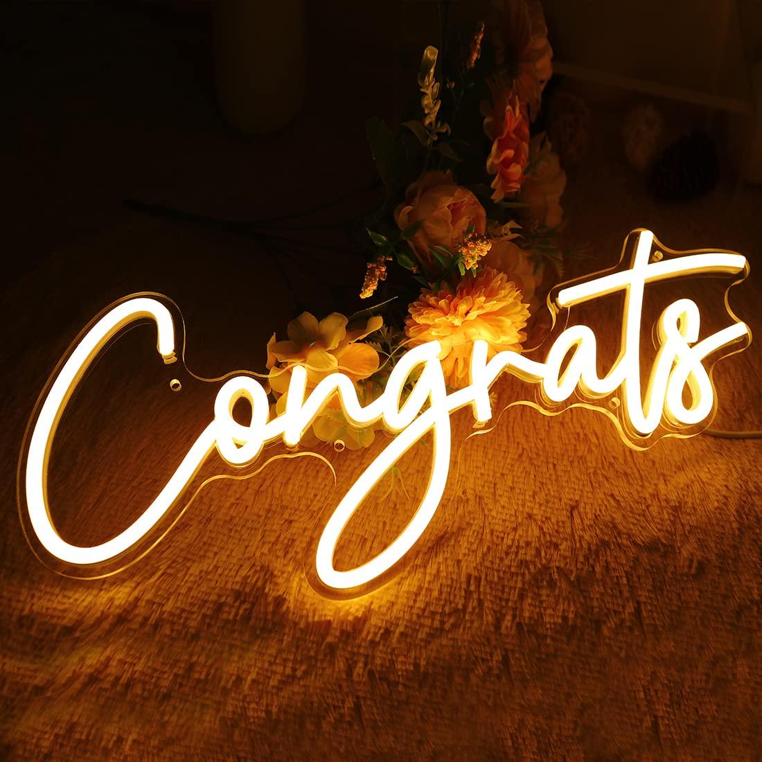 Congrats Neon Sign USB Dimmabl - Lighting Decor Wedding ulasan dan harga