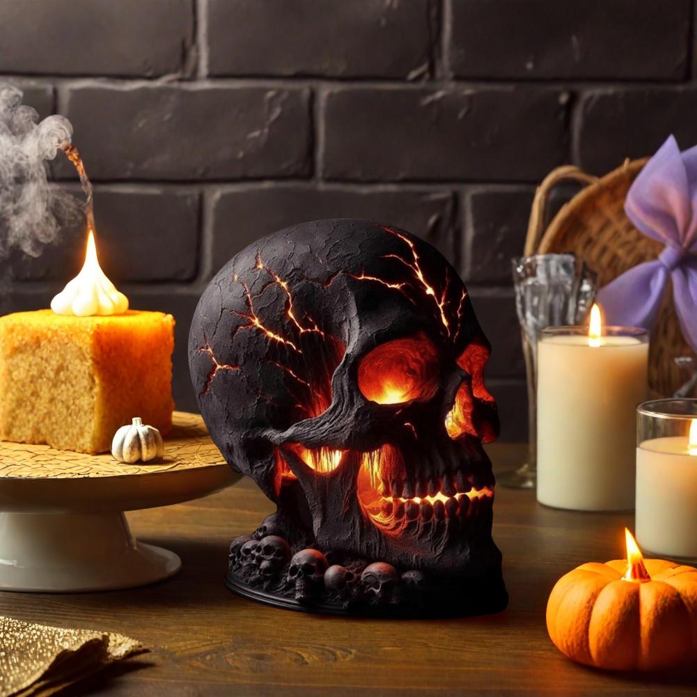 Halloween Lava Stone Skull Lam - Unique Lighting Decor ulasan dan harga
