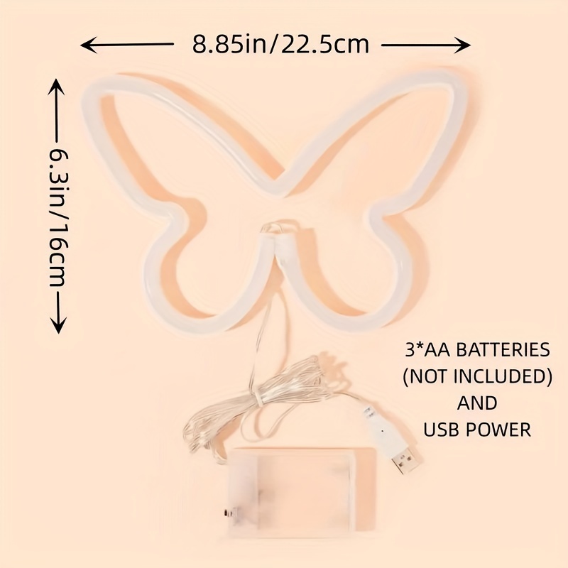 LED butterfly neon lights, USB - Foyer Lighting Wall Decor ulasan dan harga