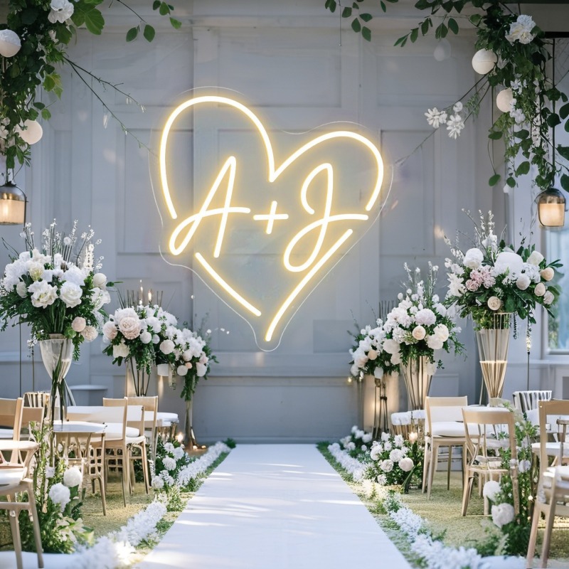 Custom Initials Heart LED Neon - Lighting Decor Wedding ulasan dan harga