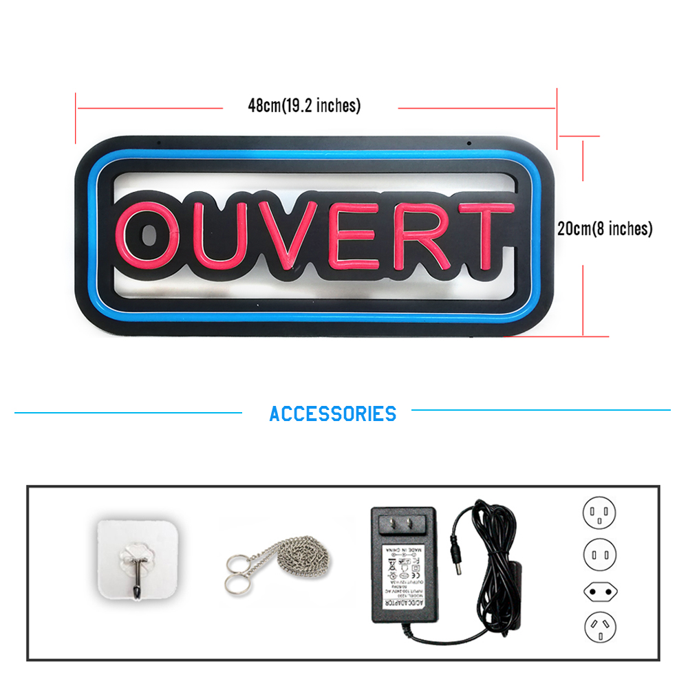 Blue And Red Ouvert Neon Light - Decor Lighting Opening Hours ulasan dan harga