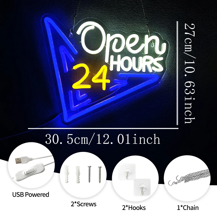 USB Light Up Sign for Café Bus - Decor Lighting Opening Hours ulasan dan harga