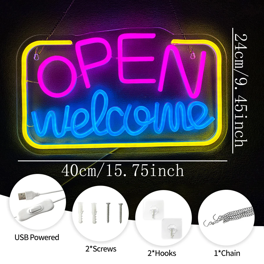USB Light Up Sign for Café Bus - Decor Lighting Opening Hours ulasan dan harga