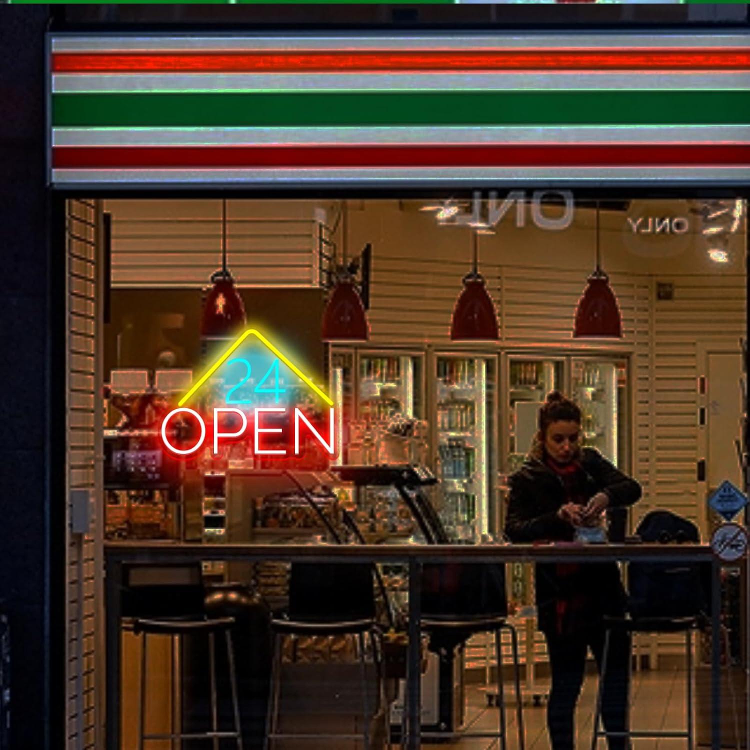 24 Hours Open Neon Sign USB Po - Decor Lighting Opening Hours ulasan dan harga