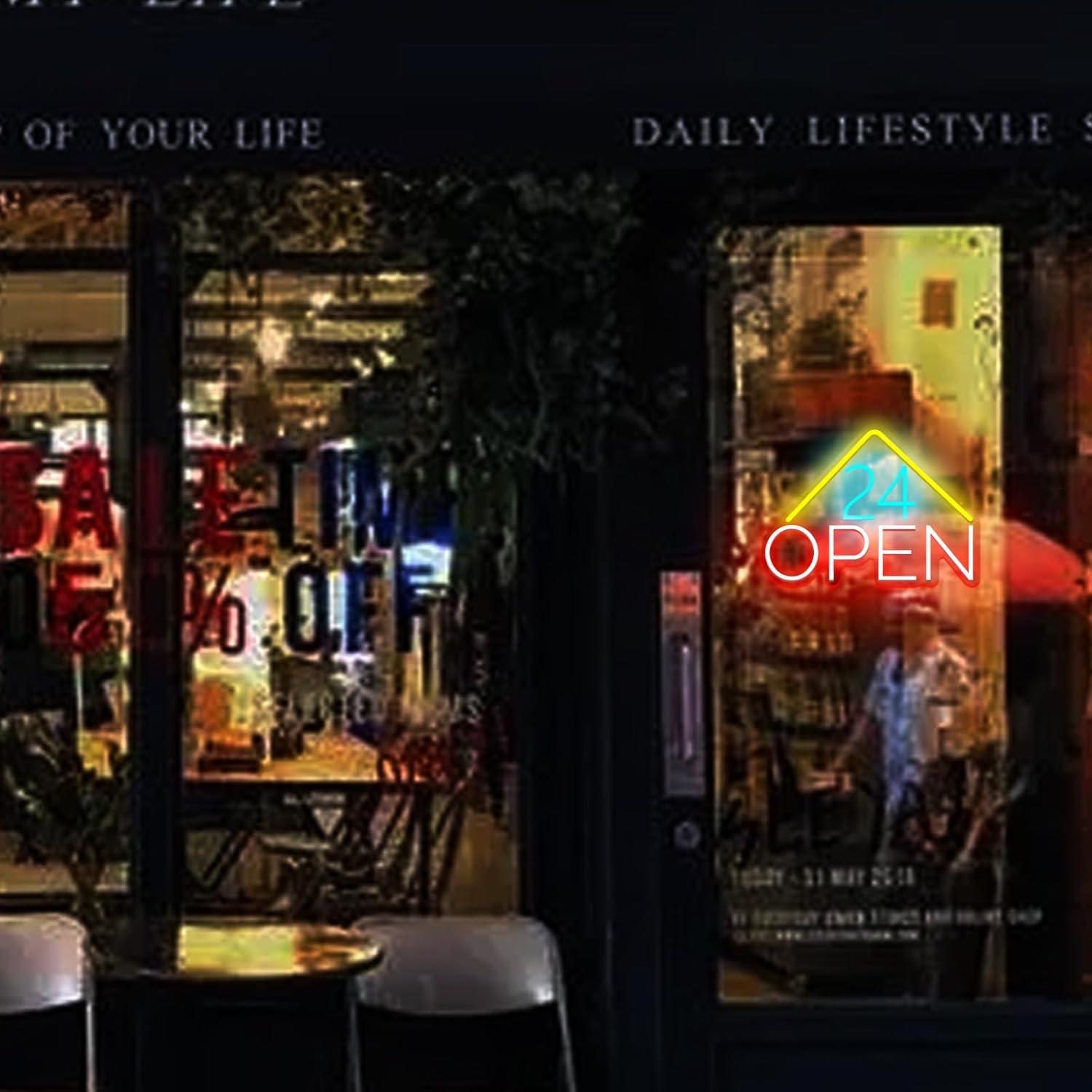 24 Hours Open Neon Sign USB Po - Decor Lighting Opening Hours ulasan dan harga