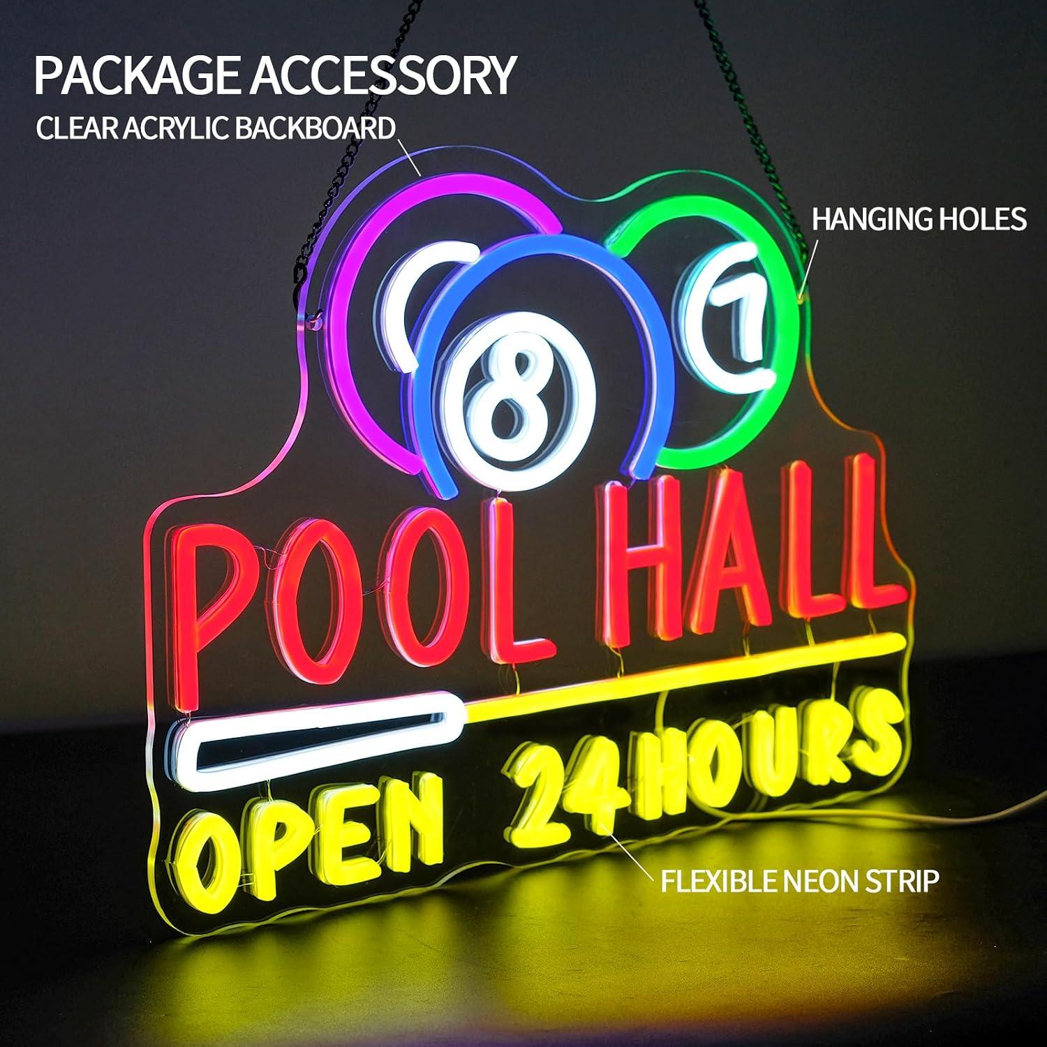 Pool Hall Open 24 Hours Neon S - Decor Lighting Opening Hours ulasan dan harga