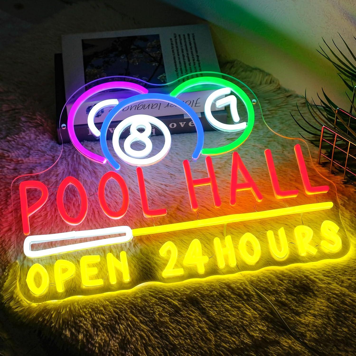 Pool Hall Open 24 Hours Neon S - Decor Lighting Opening Hours ulasan dan harga