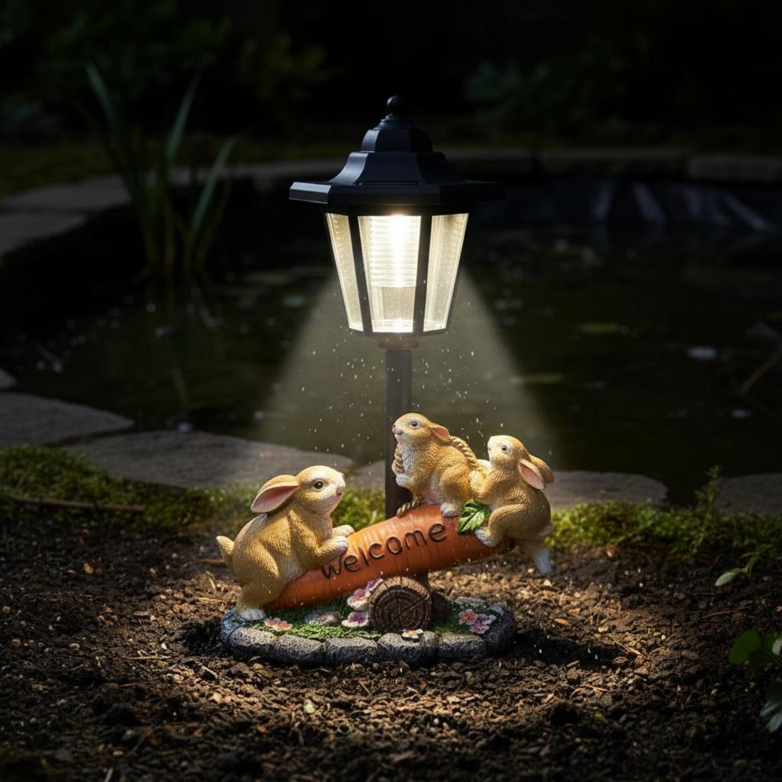 Solar Rabbit Statue Decorative - Yard Lighting Decor ulasan dan harga