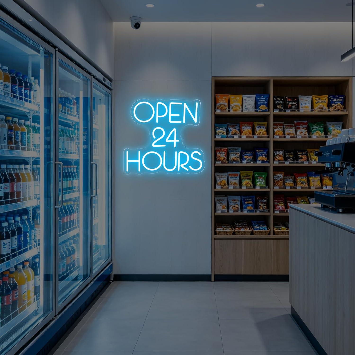 Open 24 Hours Neon Sign USB Di - Decor Lighting Opening Hours ulasan dan harga