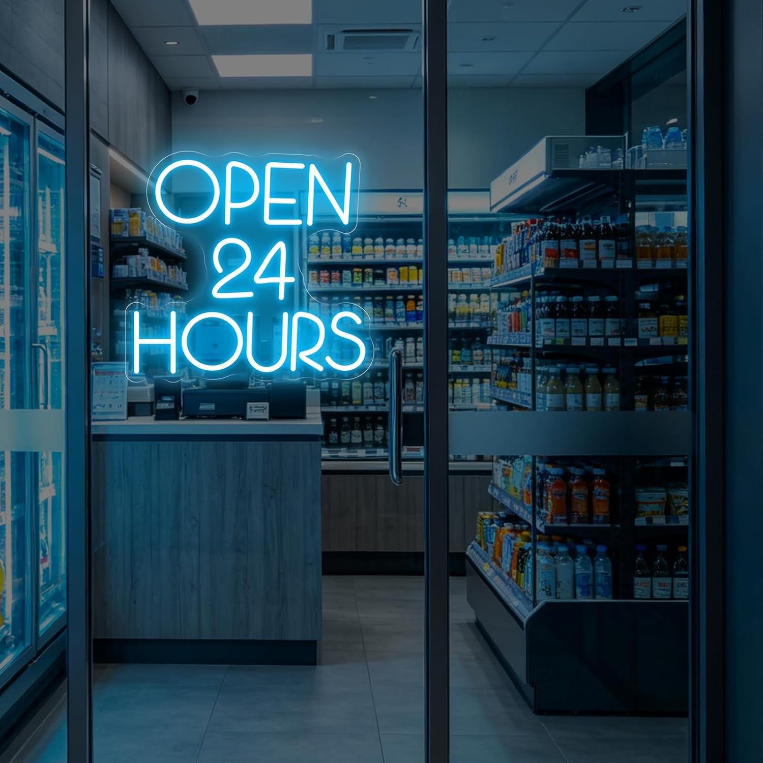 Open 24 Hours Neon Sign USB Di - Decor Lighting Opening Hours ulasan dan harga