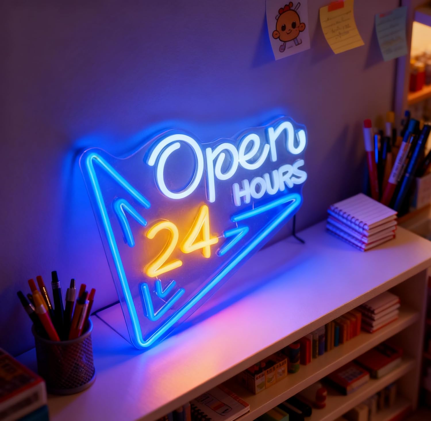 24 Hours Open Neon Sign LED Ne - Decor Lighting Opening Hours ulasan dan harga