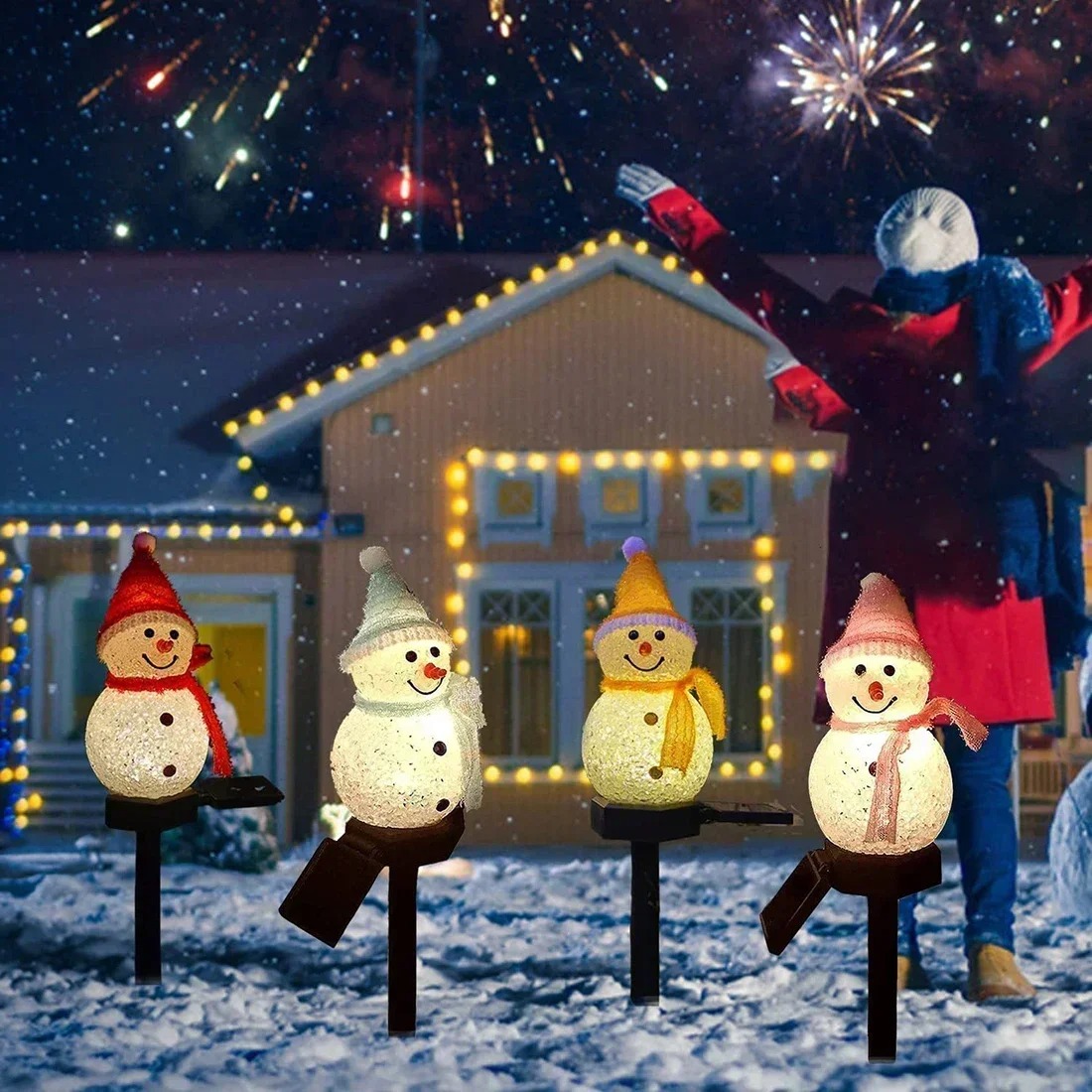 Christmas Snowman Solar Garden - Yard Lighting Decor ulasan dan harga