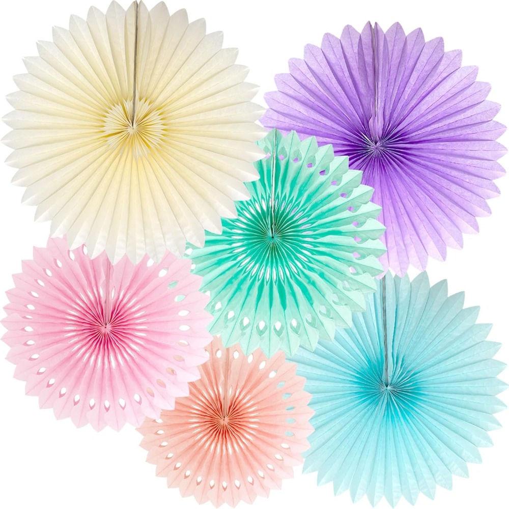 Pastel Rainbow Paper Fans Part - Decor Lighting Fans ulasan dan harga