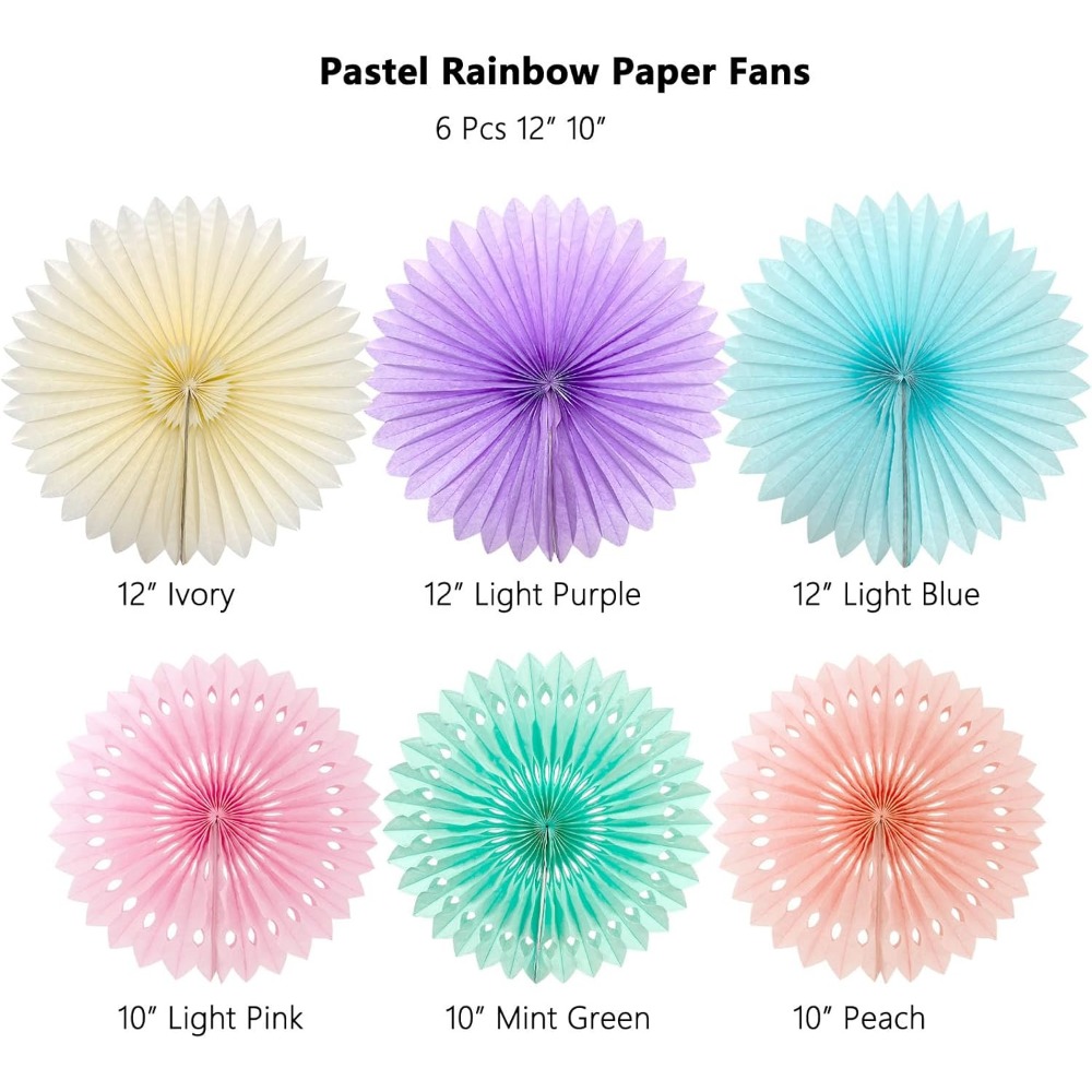 Pastel Rainbow Paper Fans Part - Decor Lighting Fans ulasan dan harga