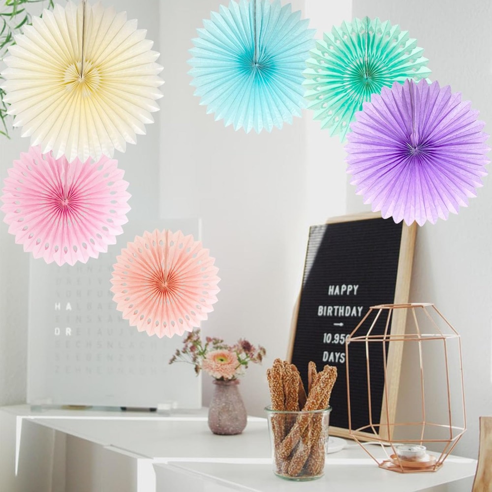 Pastel Rainbow Paper Fans Part - Decor Lighting Fans ulasan dan harga