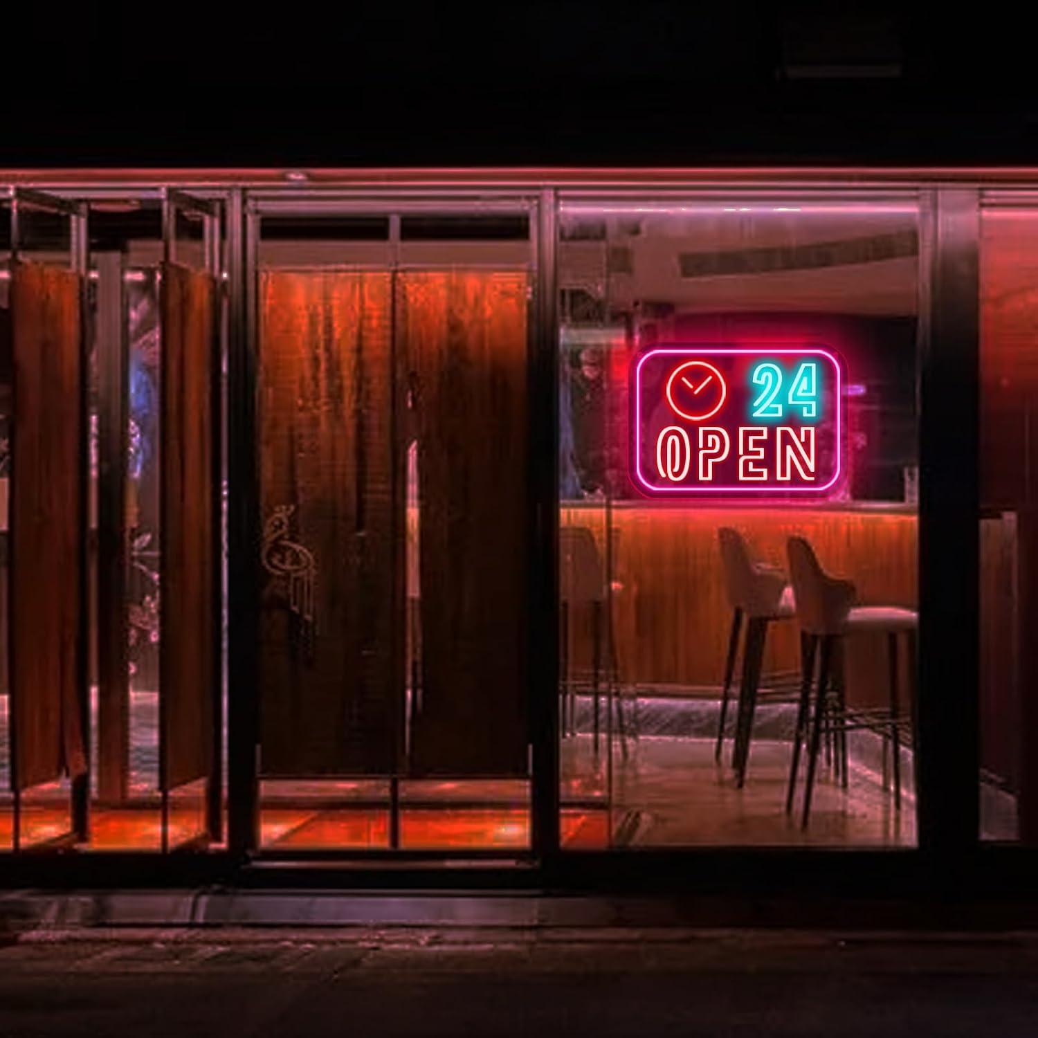 Clock 24 Hours Open Neon Sign  - Decor Lighting Opening Hours ulasan dan harga